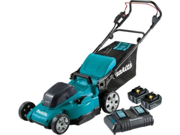Газонокосилка аккумуляторная MAKITA LXT DLM480CT2(36.0 В, 2 акк., 5.0 А/ч, Li-Ion, шир. 480 мм, выс. 20-100 мм, пластм. корпус, травосборник 62)