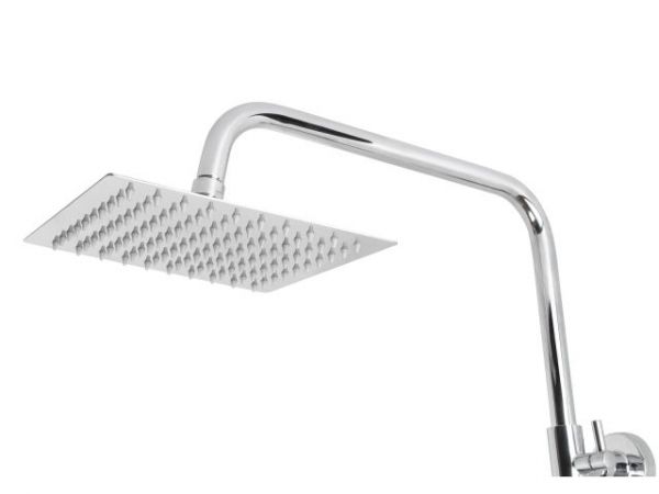 Душевая термостатическая система с изливом (Lt), серия THS хром, AV Engineering(Короткий излив, длина 115 мм, лейка и шланг в комплекте, монолитный, на стену)