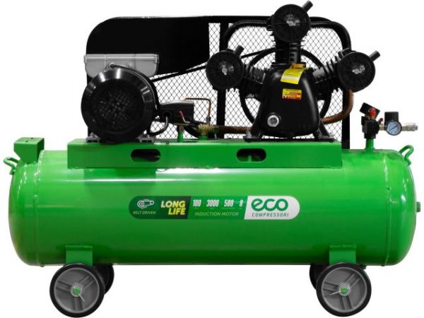 Компрессор ECO AE-1003-B70 ременной(580 л/мин, 8 атм, ременной, масляный, ресив. 100 л, 230 В, 3.00 кВт)