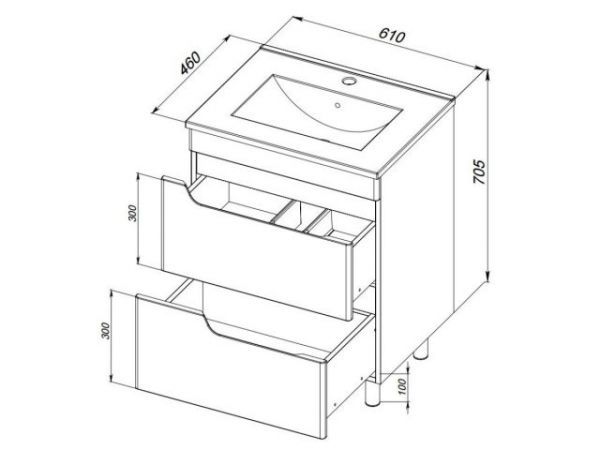 Тумба 60 Милано(Без умывальника. Умывальник не привезем)