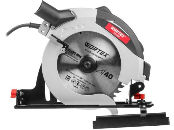 Циркулярная пила WORTEX CS 2175 в кор. 1900 Вт, 210 мм, до 75 мм(макс. глуб. пропила в дереве (90°/45°) 75/53 мм)