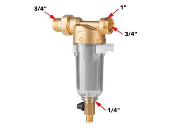 Фильтр самоочищающийся 1' нар. или 3/4'вн., 100 микрон, AV Engineering (инд. упак.)(промывной латунный)