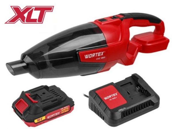 Пылесос WORTEX CVC 1860 в кор. SET ALL1 XLT 18 В, автомобильный, 1х2А*ч(18 В, автомобильный, С АКБ 2 А*ч и ЗУ 2 А, 600 мл, 8 кПа, 11.7 л/с)