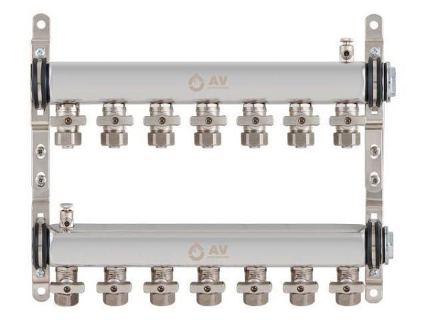 Коллекторная группа AVE134, 7 вых. AV Engineering(Для отопления (радиаторы) и водоснабжения. Не для теплого пола)
