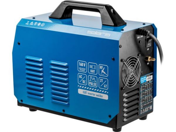 Инверторный аппарат аргонодуговой сварки SOLARIS TIG-225P AC/DC(AC/DC TIG; COLD TIG; PULSE; HF; LIFT; MMA; 200 A; 160 В-240 В)