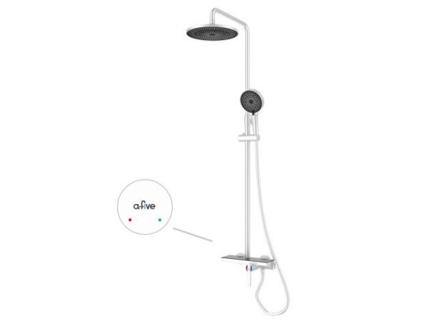 Душевая система (Lt) D35, серия Lotus белый, a-five(На стену, Излив потайной в корпусе, Троп. душ: вынос 408 мм, диаметр 200 мм.)