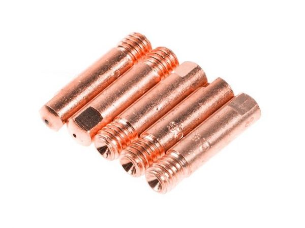 Наконечник контактный Ф 0.6 мм M6х25 мм E-Cu (набор 5 шт) SOLARIS(сварочный наконечник, контактная трубка)