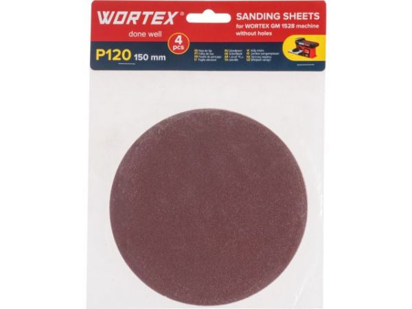 Шлифлист 150мм P120 без отв. 4 шт. для станка WORTEX GM 1528