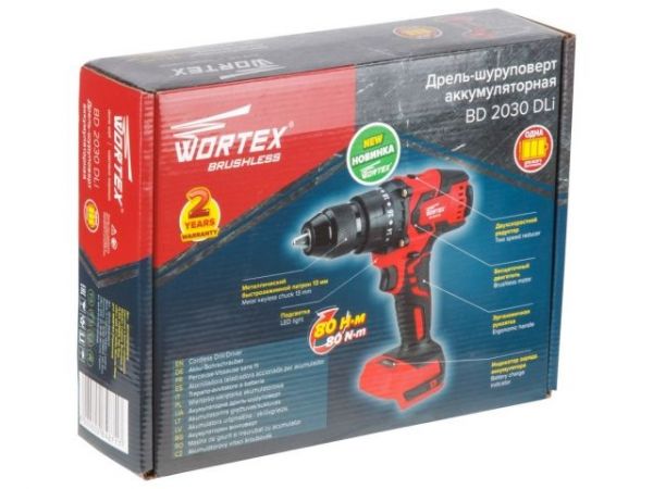 Дрель-шуруповерт WORTEX BD 2030 Dli в кор. ALL1 XLT SOLO БЕСЩЕТ., 18 В, 80 Н*м, БЗП(мет.) 13(шурупы до 13 мм)