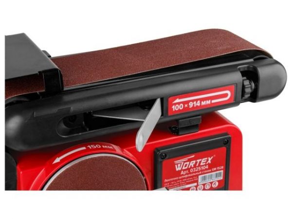 Ленточно-шлифовальный станок WORTEX GM 1528 в кор. 370 Вт, 100х914 мм, 150 мм, 2980 об/мин