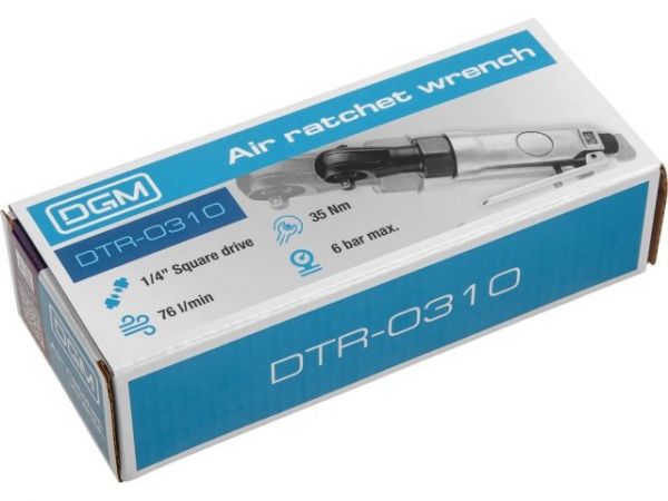 Пневмогайковерт-трещотка 1/4' DGM DTR-0310(35 Нм; Ударный мех-м: single ratchet paw; 76 л/мин; 250 об/мин)