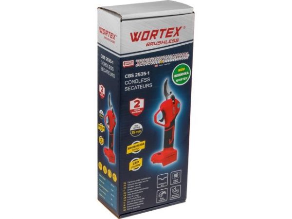 Секатор WORTEX CBS 2535-1 в кор. ALL1 XLT SOLO БЕСЩЕТ., 18 В, ветки до 35 мм