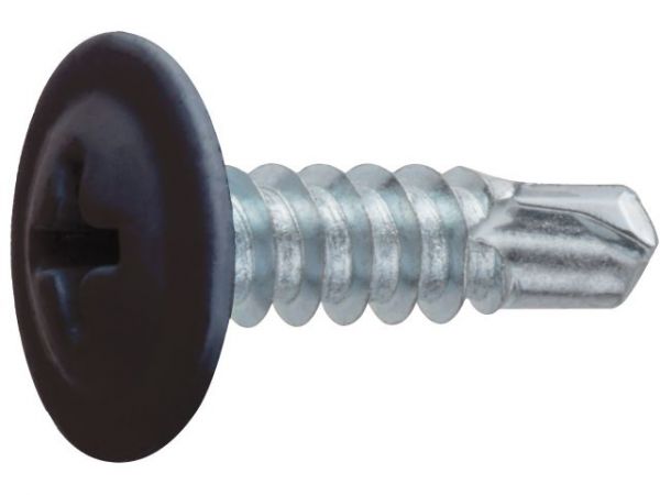 Саморез 4.2х16 мм с прессшайбой, цинк, со сверлом, RAL 8017 (14000 шт в коробе) STARFIX(цвет шоколадно-коричневый)