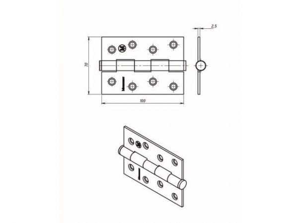 Петля 100 мм универсальная, белый цинк (50 шт в коробе) STARFIX(неразъемная)