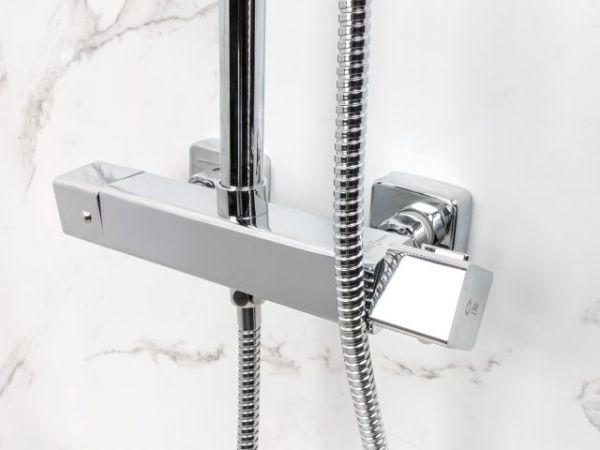 Душевая термостатическая система (Lt), серия THS хром, AV Engineering(Излива нет, тропически душ, лейка и шланг в комплекте)