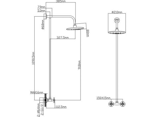 Душевая система (Lt) вентильная (тип I), AV Engineering(Без илива, нет лейки и шланга в комплекте)