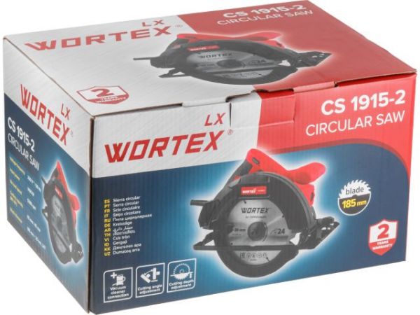 Циркулярная пила WORTEX LX CS 1915-2 в кор. 1400 Вт, 185х20х24Т(Пропил в дереве (90°/45°)  65/45 мм)