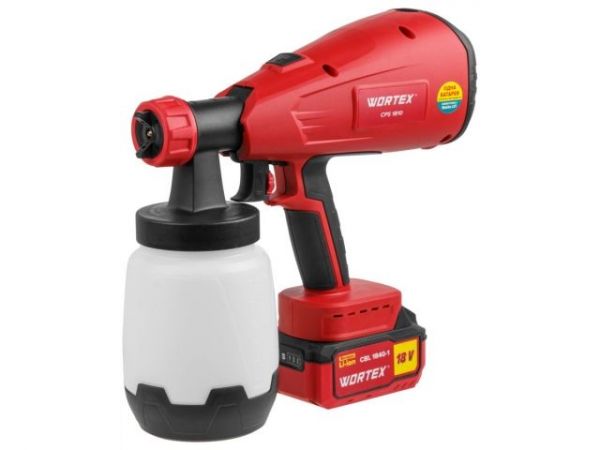 Краскораспылитель WORTEX CPS 1810 в кор. ALL1 XLT SET 18В, 1 акк., 4 Ач, 700 мл/мин, 1 л б(18 В, 1 акк., 4 Ач, ЗУ, 700 мл/мин, 1 л бак, 2.6 мм сопло, 50 DIN)
