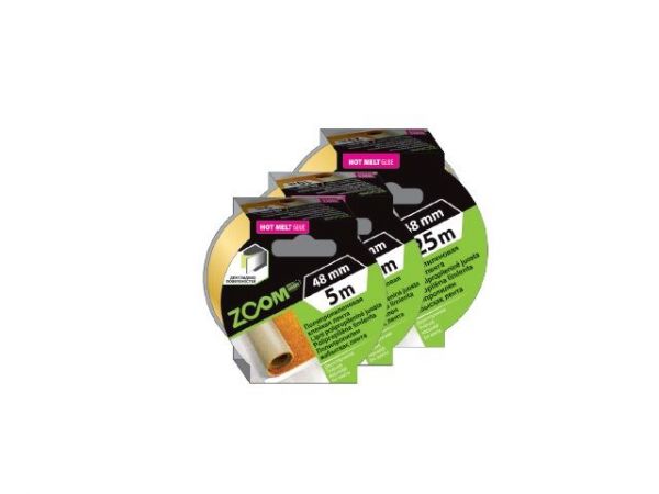 Лента двухсторонняя тканевая клейкая 48ммх25м ZOOM(Желтая)