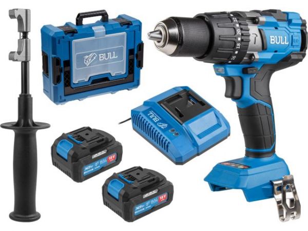 Дрель-шуруповерт BULL SR 1805 Xcase XLTpro, 2х4 А*ч, БЕСЩЕТ., 18 В, 120 Н*м, БЗП(мет.) 13 мм(Доп. функции: Ударное сверление, 'AntiKickback', режим 'TURBO')