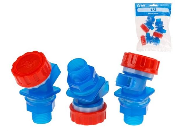Кран пластиковый 1/2', AV Engineering (3 шт. инд. упак.)