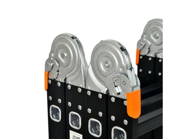 Лестница алюм. многофункц.4х5 ступ.(стрем.-283см,лестн.-580см) 15,5кг BLACK LINE STARTUL (ST9930-05)(усиленное шарнирное соединение, прорезиненные колеса и доп.стабилизаторы)