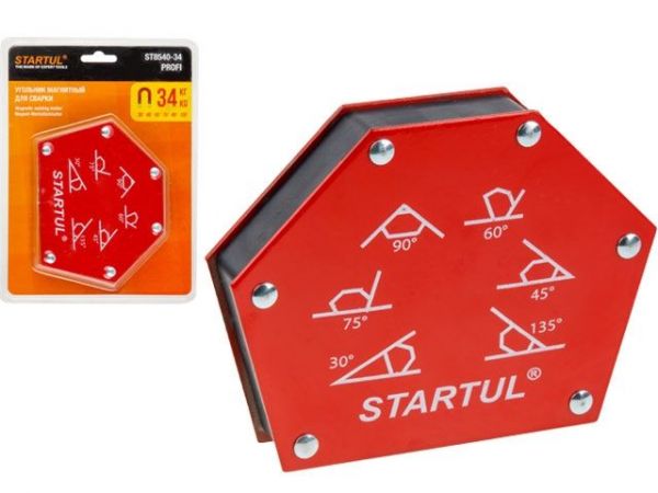 Угольник магнитный для сварки 34кг STARTUL PROFI (ST8540-34)(струбцина магнитная)