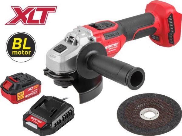 Углошлифмашина WORTEX CAG 1812-2 E в кор. XLT SET БЕСЩЕТ., 18 В, 125 мм, 3000-8500 об/мин(бесщ. мотор; рег. об. 3000-8500 об/мин; Anti-Kickback; Drop-Stop; 125х22,2 мм)
