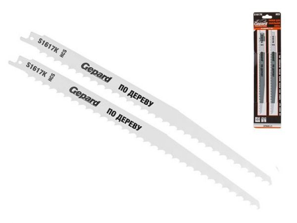 Пилка сабельная по дереву S1617K (2 шт.) GEPARD(300мм, полотно для сабельной пилы, пропил прямой, грубый, быстрый рез)