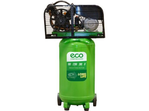 Компрессор ECO AE-1005-B2 ременной(380 л/мин, 8 атм, ременной, масляный, вертикальный ресив. 100 л, 220 В, 2.20 кВт)