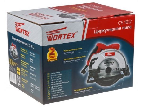 Циркулярная пила WORTEX CS 1612 в кор. 1200 Вт, 160 мм, до 52 мм