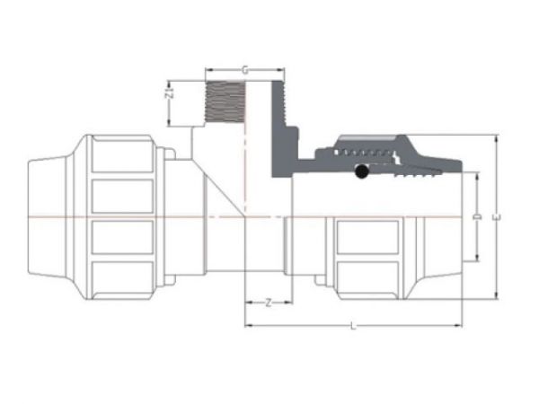 Тройник ПЭ 32 х 3/4' нар., AV Engineering(Полипропилен, макс.  16 бар, макс.  40 °С)