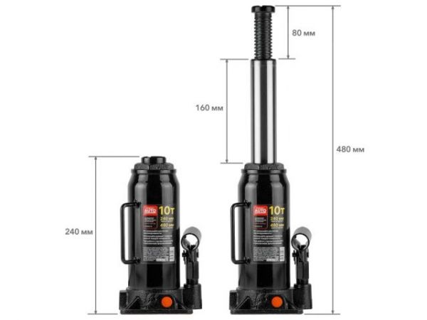 Домкрат гидравлический 10т бутылочный 240-480мм STARTUL AUTO (ST8019-10)(h min 240мм, h max 480мм)