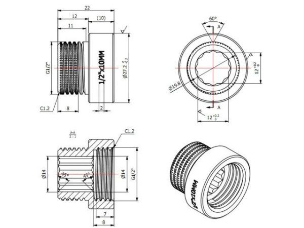 Удлинитель 1/2' вн.-нар. х 10 мм, AV Engineering (инд. упак.)(Латунь, макс.  16 бар, макс.  110 °С)