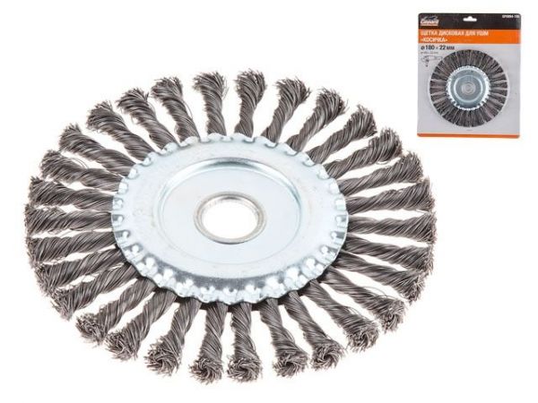 Щетка дисковая косич.180ммх22мм GEPARD (GP0894-180)(плоская, для УШМ, в блистере)