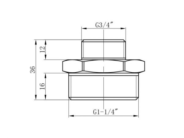Ниппель ред. 1 1/4' нар. х 3/4' нар., AV Engineering (инд. упак.)(Латунь, макс.  16 бар, макс.  110 °С)