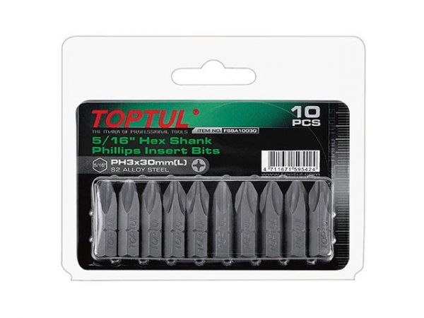 Насадка крестообразная PH2 30мм 5/16' 10шт блистер TOPTUL