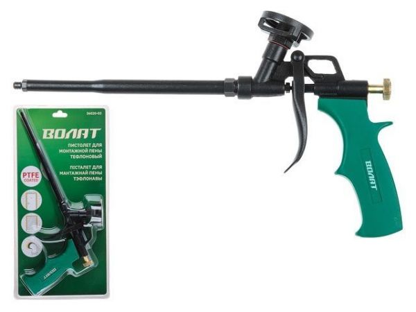 Пистолет для монтажной пены тефлоновый ВОЛАТ(в комплекте 4 насадки)