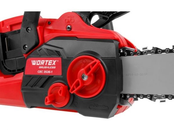 Пила цепная WORTEX CEC 3536-1 шина 35 см (14'), 3/8' LP, 1.3 мм  с акб и зу ALL1 XLT SET(БЕСЩЕТ.ДВИГ., с 2-мя 4 Ач акб и двухслотовым зу, 36 В (18+18))
