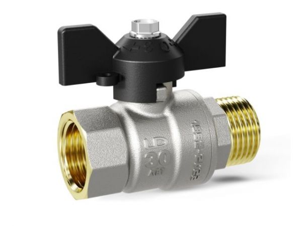 Кран шаровый 1 1/4' нар.-вн. бабочка PN 25 LD