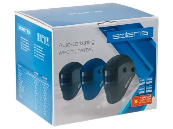 Щиток сварщика с самозатемняющимся светофильтром Solaris ASF390F (черный)(1/2/1/2; 90х35 мм (31,5 см2); DIN 4/11 (фикс))