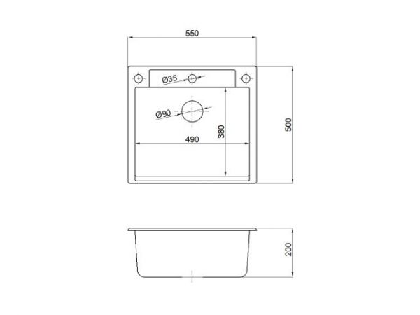 Мойка кухонная из искусственного камня UNIT белый 550х500 мм, AV Engineering