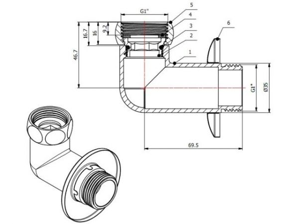 Американка угловая 1' вн.-нар. ХРОМ, AV Engineering (2 шт. в уп.)(для полотенцесушителя, макс. 70 С, макс. 16 бар)