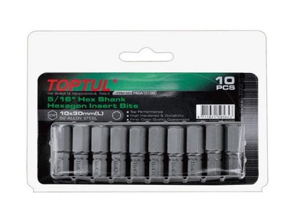 Насадка шестигранник 12мм 5/16' 10шт блистер TOPTUL