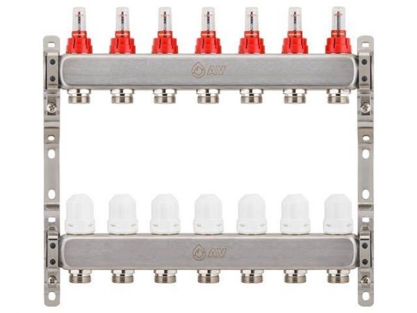 Коллекторная группа AVE136, 7 вых., AV Engineering(Для теплого пола и водоснабжения)
