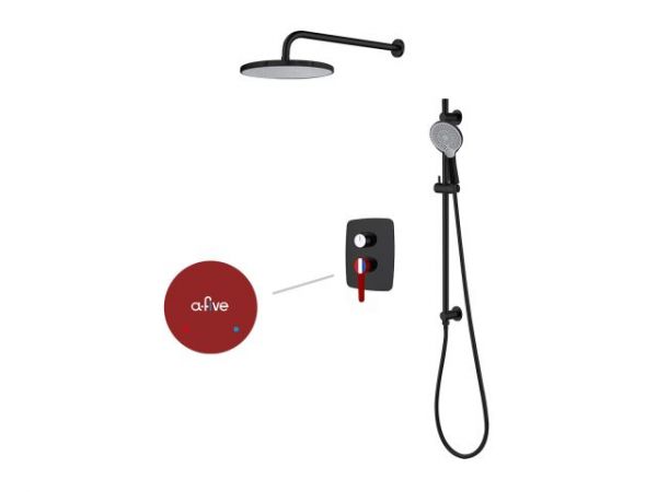 Душевая система (Lt) D35, серия Rose черный + красный, a-five(Встраиваемый, Излива нет, 1000 - 1200 мм.)
