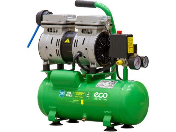 Компрессор ECO AE-10-OF1 безмасляный(120 л/мин, 8 атм, коаксиальный, безмасляный, ресив. 10 л, 220 В, 0,7 кВт)