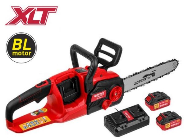 Пила цепная WORTEX CEC 3536-1 шина 35 см (14'), 3/8' LP, 1.3 мм  с акб и зу ALL1 XLT SET(БЕСЩЕТ.ДВИГ., с 2-мя 4 Ач акб и двухслотовым зу, 36 В (18+18))