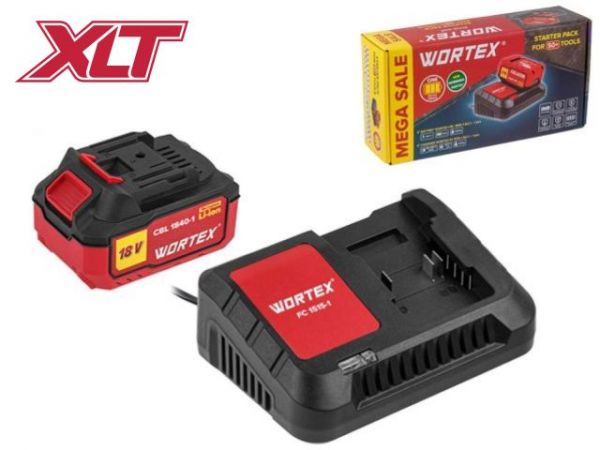 Набор аккумулятор 4 А*ч и зарядное устройство 1х2 А WORTEX ALL1 XLT в кор. SET(18.0 В, 4.0 А*ч, индикатор заряда, обрезиненный корпус, зарядное: 1 слот, 2 А.)
