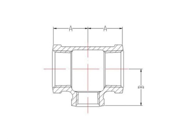 Тройник ред. 1' х 3/4' чугун оцинк., AV Engineering
